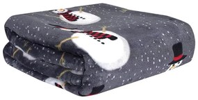 Svietiaca vianočná mikroplyšová deka SNOW BUDDY, sivá Rozmer: 150 x 200 cm