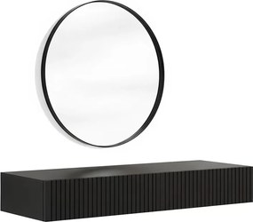 Závesný toaletný stolík Nicole so zrkadlom 60 cm - čierny mat / čierna