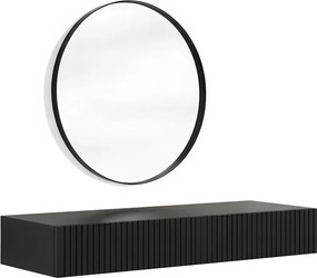 Závesný toaletný stolík Nicole so zrkadlom 60 cm - čierny mat / čierna
