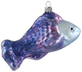 Sklenená ryba fialová trblietavá