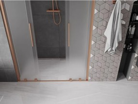 Mexen Velar L Duo, posuvné sprchové dvere do otvoru 150 cm, 8mm sklo námraza, medená matná, 871-150-003-32-65