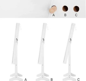 Skrinka na šperky, stojaca zrkadlová skrinka, biela