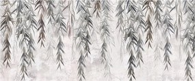 Obraz - Vŕbové vetvičky v šedej omietke (120x50 cm)