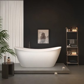 Erga Lina, voľne stojaca vaňa 150x73 cm + odtoková zátka, biela lesklá, ERG-LINA-150073-WH-WH