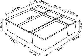 Goodhome 2. akosť - Sada úložných boxov do zásuvky s vekami, kúpeľňový organizér 5v1, KOROS BLACK - čierny
