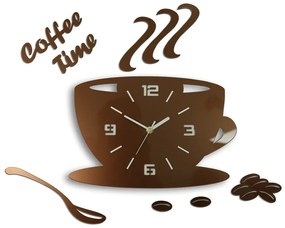 Moderné nástenné hodiny COFFE TIME 3D COPPER HMCNH045-copper