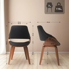 Sada 2 ks jedálenskej stoličky Vangale, látka - orech/čierna