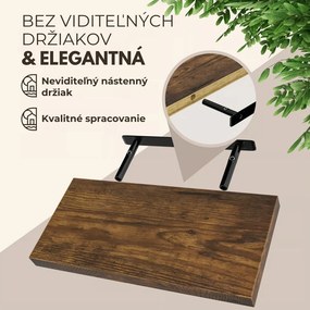 Nástenná polica FIGO + konzola, 50cm, tmavý dub Casaria