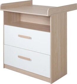 Biela/v prírodnej farbe detská komoda v dekore duba s prebaľovacím pultom 88x98x75 cm Cabane – Roba