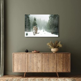 Obraz leoparda v snehu (90x60 cm)