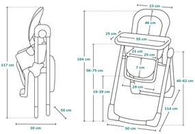 Lionelo - Detská jedálenská stolička LINN PLUS biela/šedá