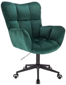 LuxuryForm DESIGN Otočné kreslo AURORA VELUR na čiernej podstave s kolieskami - zelené