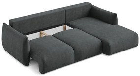 Tmavosivá ženilková rozkladacia rohová pohovka (pravý roh/s leňoškou) Leila – Makamii