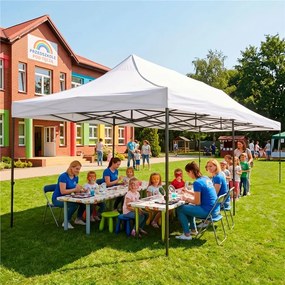 SPRINGOS Nožnicový záhradný stan 3×6 m – biely, obchodný pavilón na podujatia GP0006