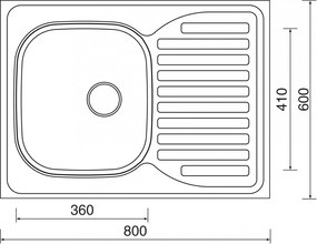 Sinks CLP-D 800 0,5 mm matný 0,5mm malý odtok