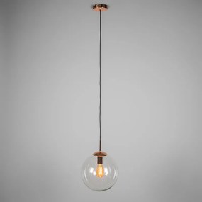 Art Deco závesná lampa medená s čírym sklom 30 cm - Guľa 30