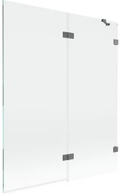 Mexen Lunar, 2-krídlová vaňová zástena pravá 140 x 150 cm, číre sklo, grafitová, 897-140-100-95-00-P
