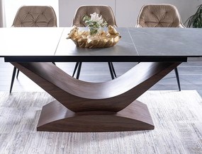 Jídelní rozkládací stůl Dolce 180/240 cm keramika šedý mramor/ořech