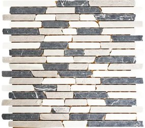Mozaika z prírodného kameňa MOS Brick 1125 béžová/sivá/biela mix 30,5 x 32,5 cm