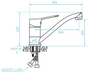 Kuchinox Atez, umývadlová batéria s pohyblivým výtokom, čierna matná, LAV-BTK_726D