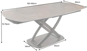 Dizajnový jedálenský stôl INCEPTION 130-190 cm rozkladací s bronzovým regálom, oválny, keramický, hrdzavý vzhľad