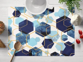 Biante Bavlnené prestieranie na stôl Sandra SA-574 Modré hexagóny na bielom 30x40 cm