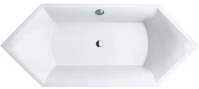 VILLEROY &amp; BOCH Squaro Slim Line šesťuholníková vaňa z materiálu Quaryl, odtok v strede, 1892 x 794 x 500 mm, biela alpská, UBQ190SQS6V-01