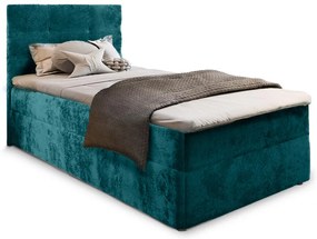 Čalúnená posteľ boxspring GLORIEN VELVET 100x200 cm tyrkysová Matrac: Bonell pružinová matrac