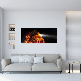 Obraz - Motorkár s plameňmi (120x50 cm)