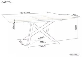 Rozkládací jídelní stůl Capital 160/200 cm dub přírodní/černý