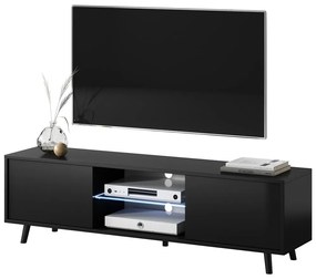 TV skrinka/stolík Leiros (s osvetlením) (čierna). Vlastná spoľahlivá doprava až k Vám domov. 1098629