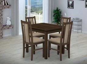 Nabytekmorava Jedálenský set Brooklyn pre 4 osoby, stôl 90x90 cm farba lamina: orech 729, čalúnenie vo farbe: SCALA béžová 11