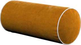 Jednoduchý valcový vankúš s ozdobným lemovaním farba produktu žltá látka lesklá, zamatová
