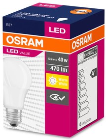 OSRAM LED žiarovka VALUE, E27, Mini, 5,5W, 470lm, 2700K, teplá biela