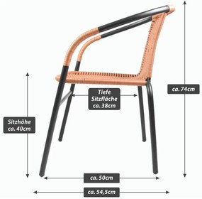 Sada záhradných stoličiek, stohovateľná, sivá/prírodná, 4 ks