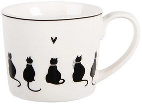 Biely hrnček s mačkami a srdiečkom Dog&Cat - 12*8*7 cm / 275 ml