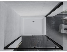 Mexen Apia, sprchový kút s posuvnými dverami 120 (dvere) x 80 (stena) cm, 6mm číre sklo, čierny profil + biela sprchová vanička RIO, 840-120-080-70-00-4510