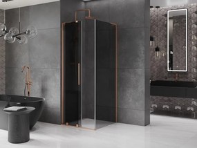 Mexen Velar L, sprchový kút s posuvnými dverami 90 x 90 cm, 8mm šedé sklo, medená matná, 871-090-090-43-65