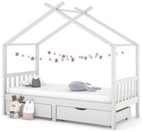 Detský rám postele so zásuvkami biely borovicový masív 90x200cm