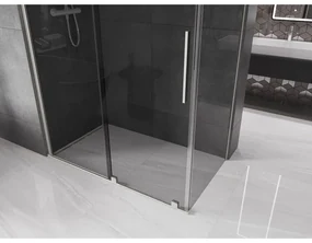 Mexen Velar, sprchový kút s posuvnými dverami 130 x 70 cm, 8mm šedé sklo, brúsená oceľ, 871-130-070-41-97