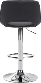 Barová stolička Camden - koženka, chróm rám - Čierna