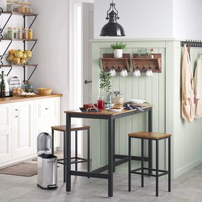 Barová stolička sada 2 ks, 40 x 30 x 65 cm, rustikálna hnedá farba