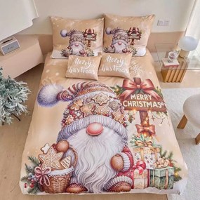 3 dielne 3D obliečky Polycotton Vianočné Gnome 200x140cm+90x70cm TiaHome