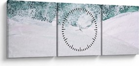 Obraz - Tyrkysová abstrakcia (s hodinami) (90x30 cm)