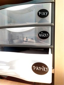 Sada štítkov / nálepiek, štítok čierny "OVÁL" - 18 ks Farba: biela