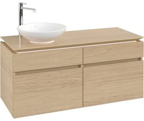 VILLEROY &amp; BOCH Legato závesná skrinka pod umývadlo na dosku (umývadlo vľavo), 4 zásuvky, 1200 x 500 x 550 mm, Nordic Oak, B58000VJ