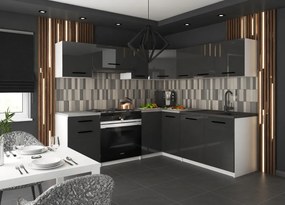 Kuchynská linka Belini 360 cm šedý lesk s pracovnou doskou Lidiauniqa2  INF LIDIAUNIQA2/4/WT/S/0/B1