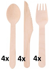 No brand Drevěné príbory - 12 kusov 16cm