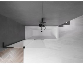 Mexen Velar L, 2-krídlová posuvná vaňová zástena 100 x 150 cm, 8mm sklo námraza, čierna matná, 896-100-003-31-70