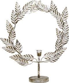 Bronzový antik kovový svietnik zdobený vencom Leave - 40*11*44 cm